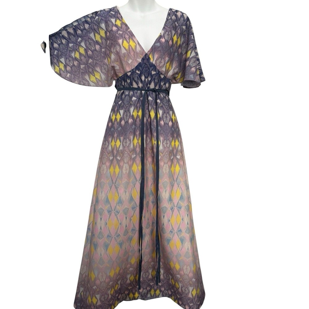 Badgley Mischka Mark&James maxi sundress features flutter sleeves a V-neck SZ 2